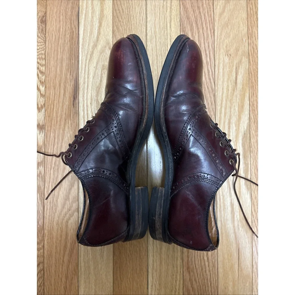 L.L. Bean Mens Saddle Shoes Burgundy Leather Plain Toe Dress‎ Oxfords Size 8